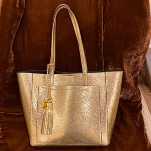Gold leather tote